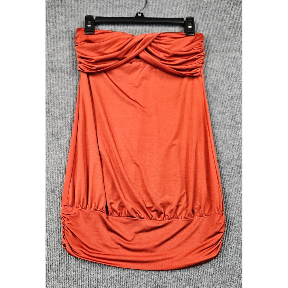 Twenty One Burnt Orange Strapless Ruched Banded Hem Tube Top Medium DOVE-1907